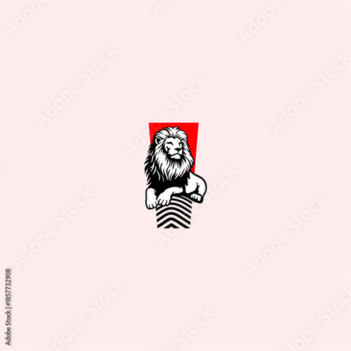 Luxury sitting lion logo with...