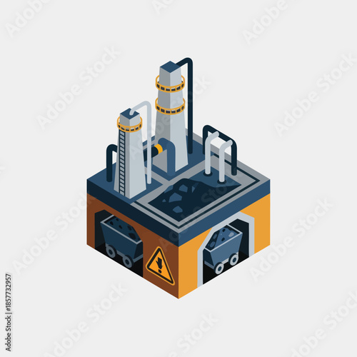 Industrial Equipment 3D Illustration Factory Machine.