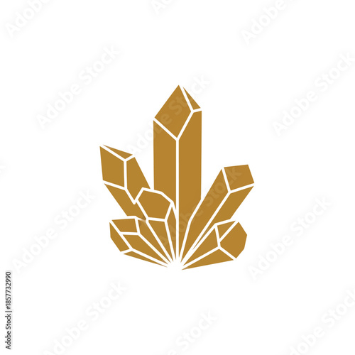 Golden Crystal Formation Digital Illustration.