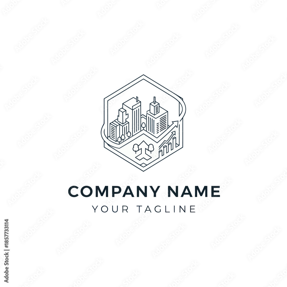 Obraz premium Company Logo Template with Cityscape Design Elements.