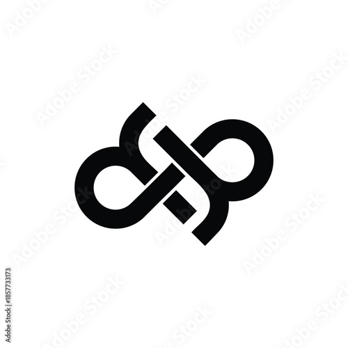 Letters Double R Infinity Knot Monogram Logo Design with white background.