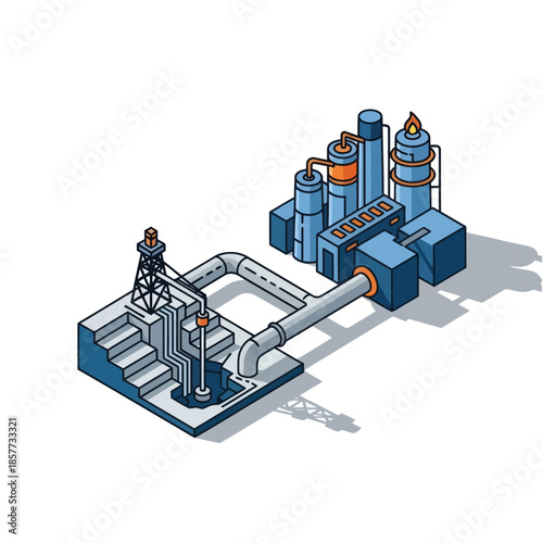 Industrial Factory Equipment and Machinery Illustration.