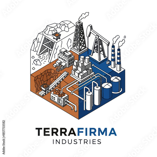 Industrial Oil Refinery 3D Illustration with TerraFirma Industries.