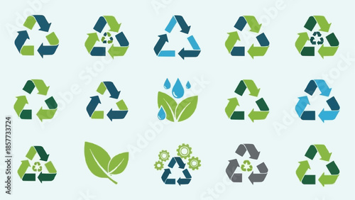 Collection of Green Recycling Symbols for Eco-Friendly Initiatives.