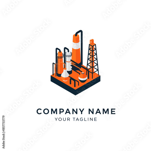 Oil Refinery Industry Illustration Design Template.