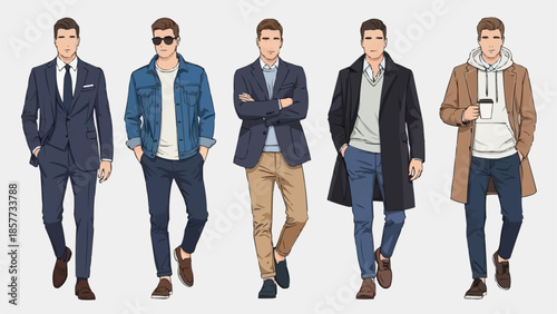 Diverse Mens Fashion Styles - A Vector Illustration Collection.