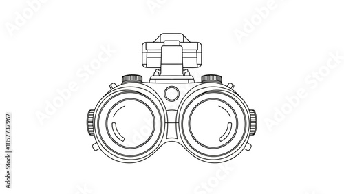 Black and white illustration of night vision goggles, front view