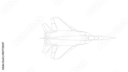 Detailed technical drawing of a modern fighter jet aircraft