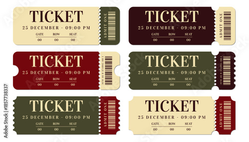 A set of universal tickets with a tear-off barcode