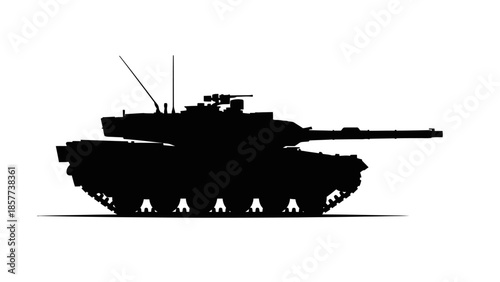 Silhouette of a modern main battle tank isolated on white background