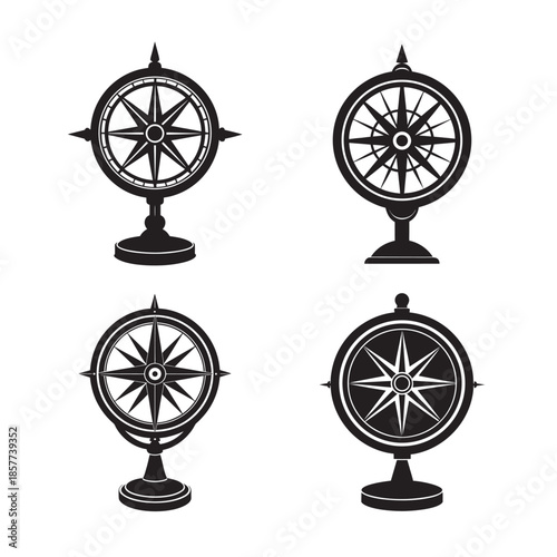 Antique Pocket Compass Stand Silhouette Collection