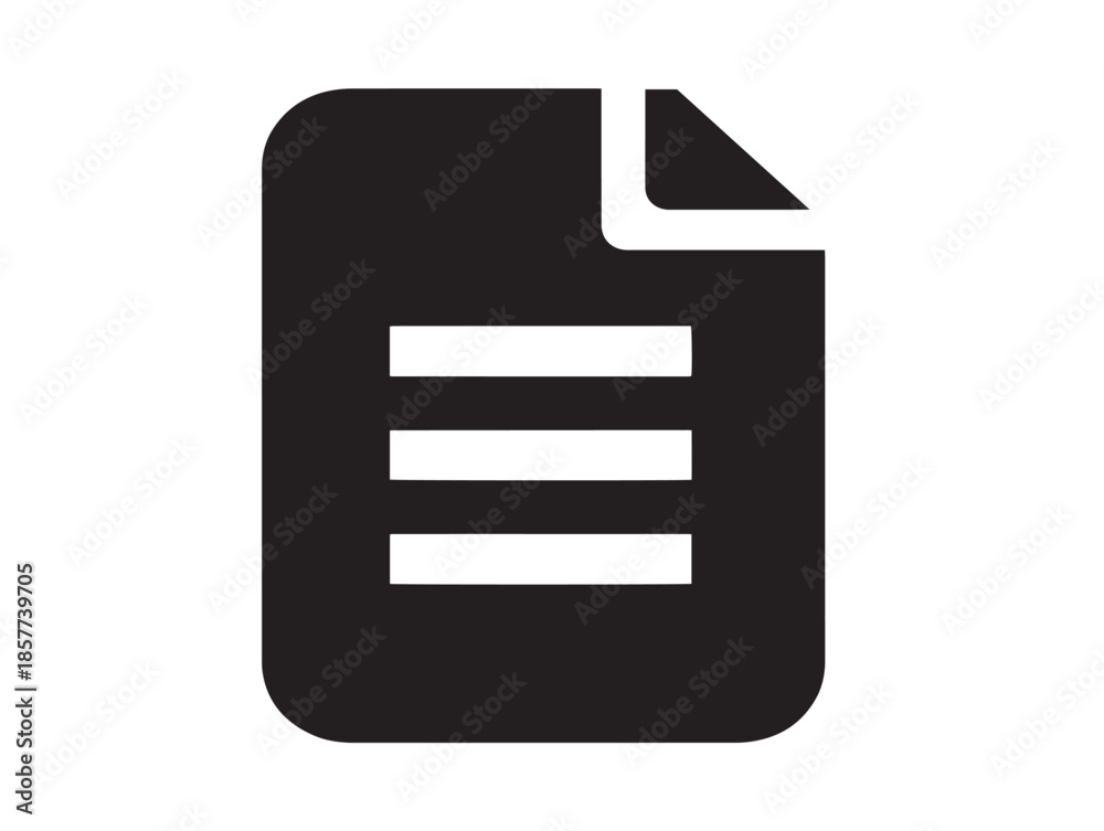 Fototapeta premium A professional and clean black file document icon silhouette graphic