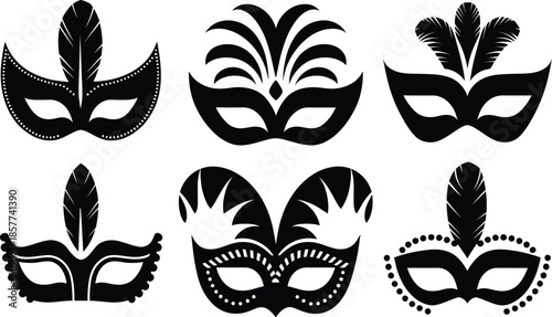 Carnival Masquerade Mask Silhouette Vector Collection