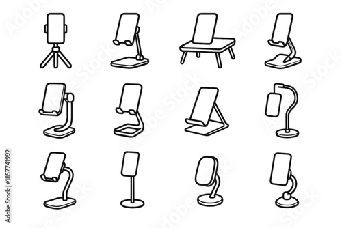 Tablet phone portable suction tripod vector mount stands magnetic stand icon base