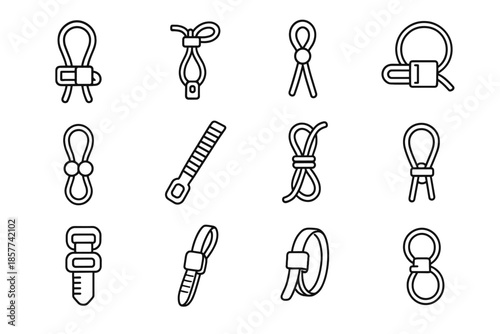 Twist binder clip reusable ring tie strap vector icon lock cord
