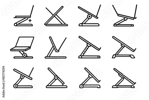 Laptop ratcheting mechanical icon riser icons leg base tilt vector conversion unit