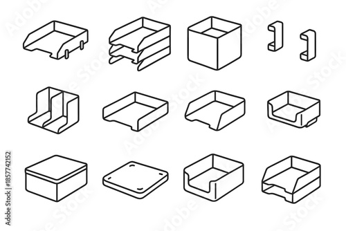 Tray divider stack office icon top hooks modular plate storage curved vector