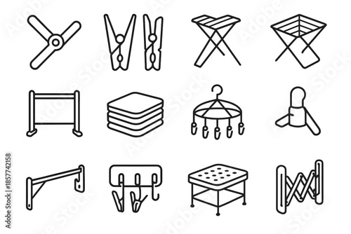 Unit essentials compact icon icons laundry folding holes drying vector rack dryer