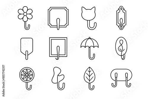 Wall round artistic geometric vector detail piece modern hook decorative carved icon