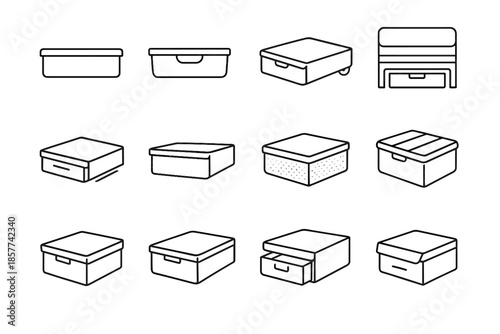 Under icons icon drawer track storage vector fabric sliding grip wheel lid