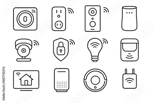 Home light doorbell robotic icon camera hub smart vector video air