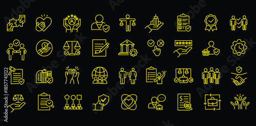 Business ethics icon set. Editable line icons. Vector illustration.