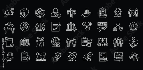 Business ethics icon set. Editable line icons. Vector illustration.