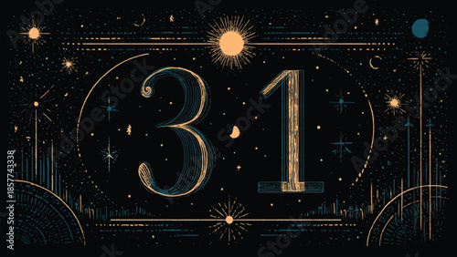 December 31 Night Countdown Concept with Elegant Midnight Numbers and Minimal Celebration Mood
