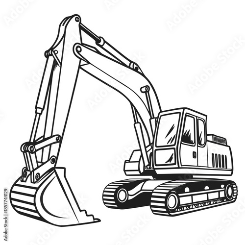 Illustrated construction excavator