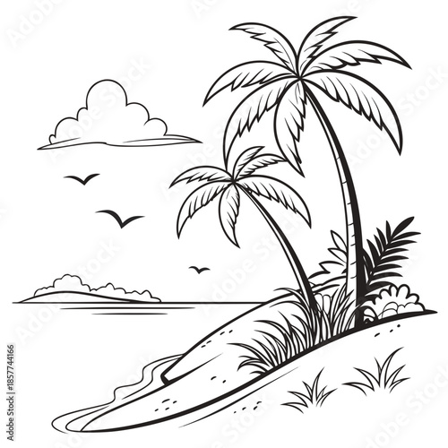 Tropical beach with palm trees