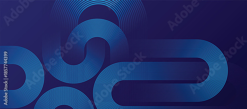 Abstract blue background with geometric circular line pattern. Modern shiny blue lines. Futuristic technology graphic design. Suit for business, cover, header, wallpaper, corporate, website, flyer