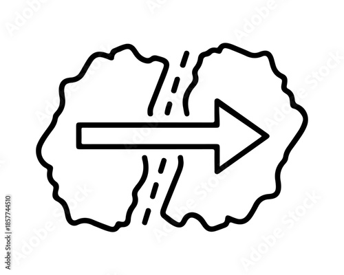 Brain Illustration with Arrow Indicating Direction and Pathway