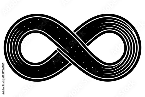 holographic-infinity-loop silhouette vector,  abstract design black symbol
