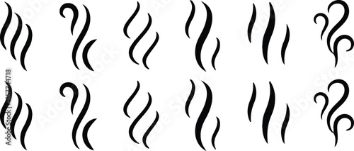 steam smoke black flat icons set vector illustration collection silouette