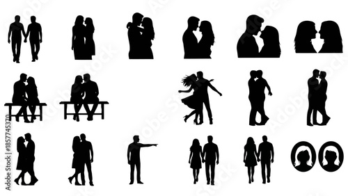 Romantic couple silhouettes collection