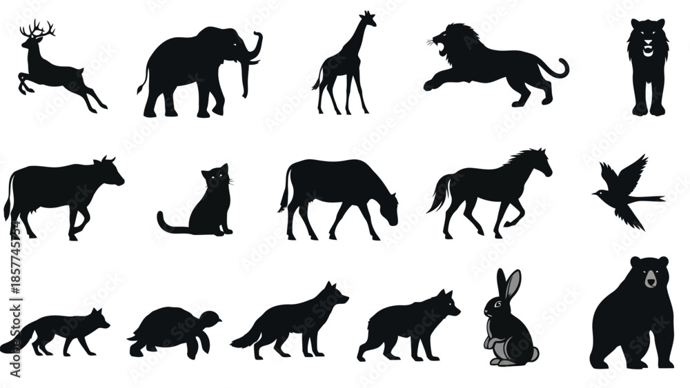 Fototapeta premium Animal silhouettes collection
