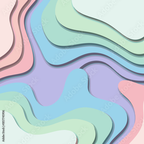 Vibrant abstract layered waves in pastel colors for modern design