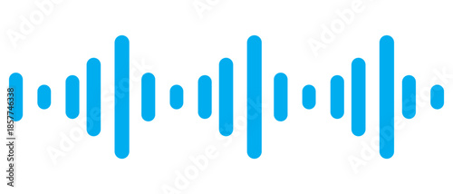 blue sound wave icon. Podcast soundwave line of voice. Record music player. Mobile talk track. Sound waves for voice message. Audio wave icon.