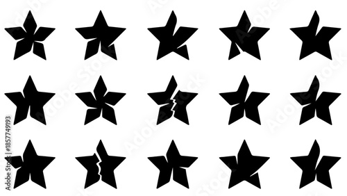 Sliced black star silhouettes set