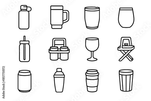 Icon thermos bottle holder icons water drink outdoor drinkware vector insulated wine