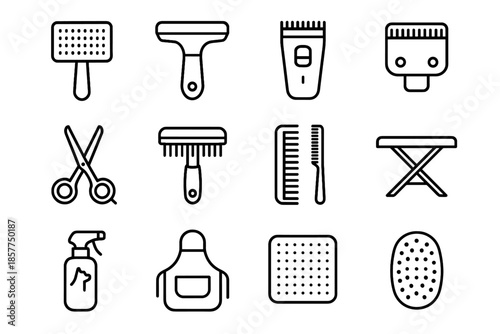 Detangling icon trimming icons brush deshedding pet clipper comb vector grooming mat