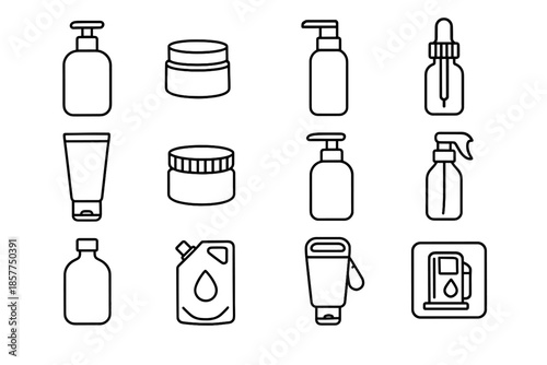 Tube icon cream icons pouch jar vector bathroom container bottle pump bamboo