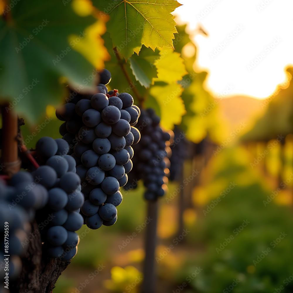 Fototapeta premium Whispers of the Vineyard A Symphony of Ripened Grapes