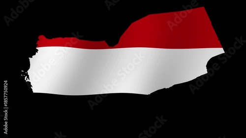 Looping animation of the Yemen flag as a map with a transparent background in 4K format