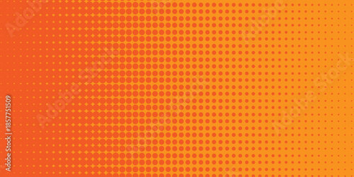 Abstract halftone background. Dots halftone orange color pattern gradient texture with technology digital background. Cartoon halftone retro pattern. Abstract template design for poster, card .