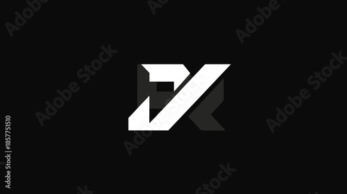 Abstract geometric letter-like shape on a black background. Modern minimalist design with sharp angles and a subtle shadow effect.