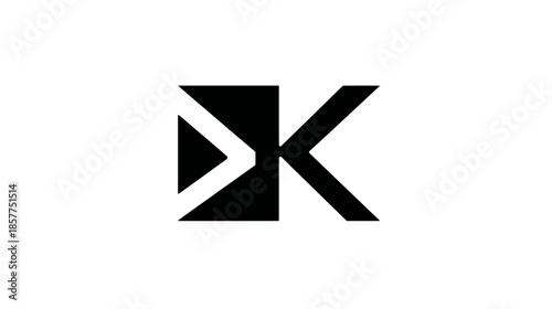 Modern abstract geometric logo design with black sharp angular shapes on a clean white background, digital brand identity symbol.