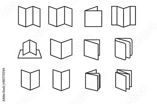 Square double paper vector offset layered roll folded sheet gatefold icon card