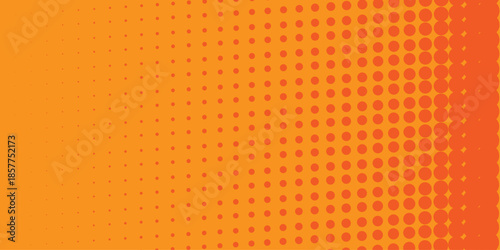 Abstract halftone background. Dots halftone orange color pattern gradient texture with technology digital background. Cartoon halftone retro pattern. Abstract template design for poster, card .
