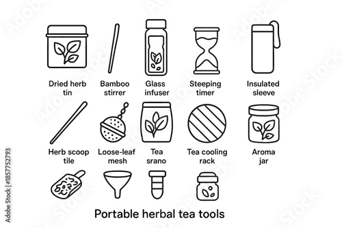 Icons icon scoop vector tea insulated aroma bottle tile portable mini glass